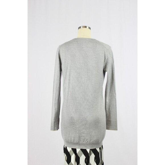 SEE BY CHLOE Gray 100% Virgin Wool Slim Fit V-Neck Cardigan Sweater, Size 4 - Picture 3 of 14